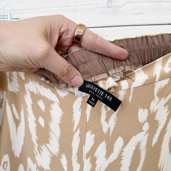 [Lafayette 148 New York] Camel Animal Print Tan Riverside Wide Leg Pants Size XL - Picture 11 of 12